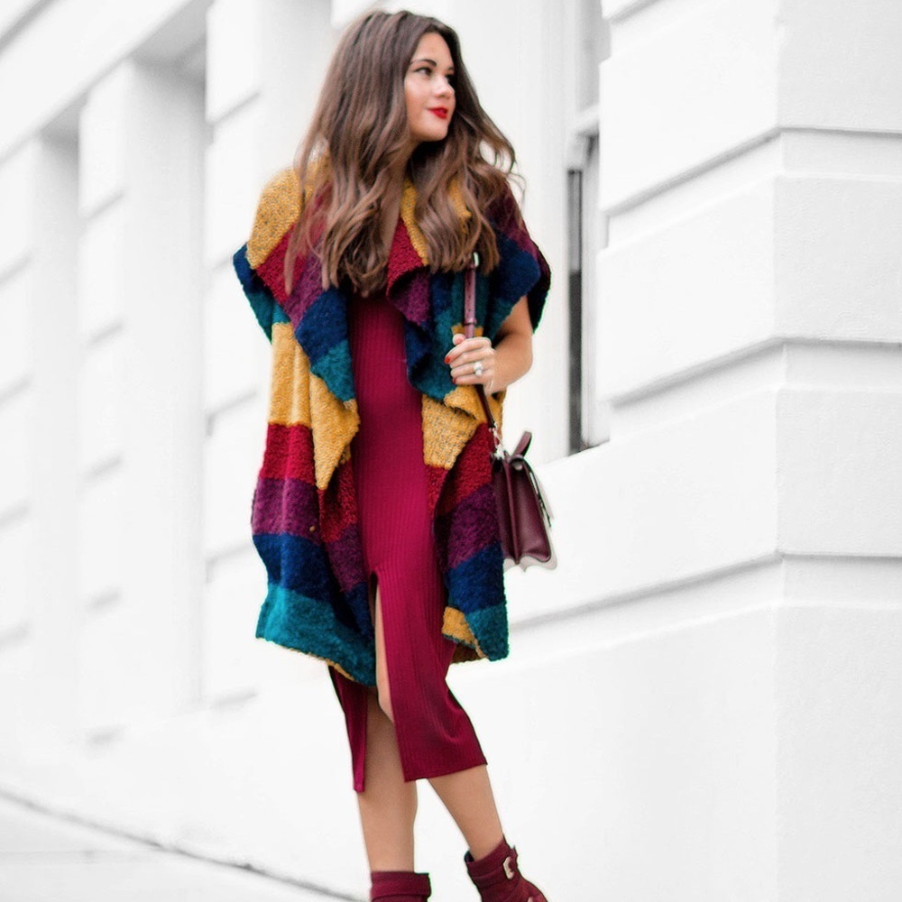 Alice + Olivia Muriel Striped Oversized Shawl in Multicolored M/L - Picture 2 of 14